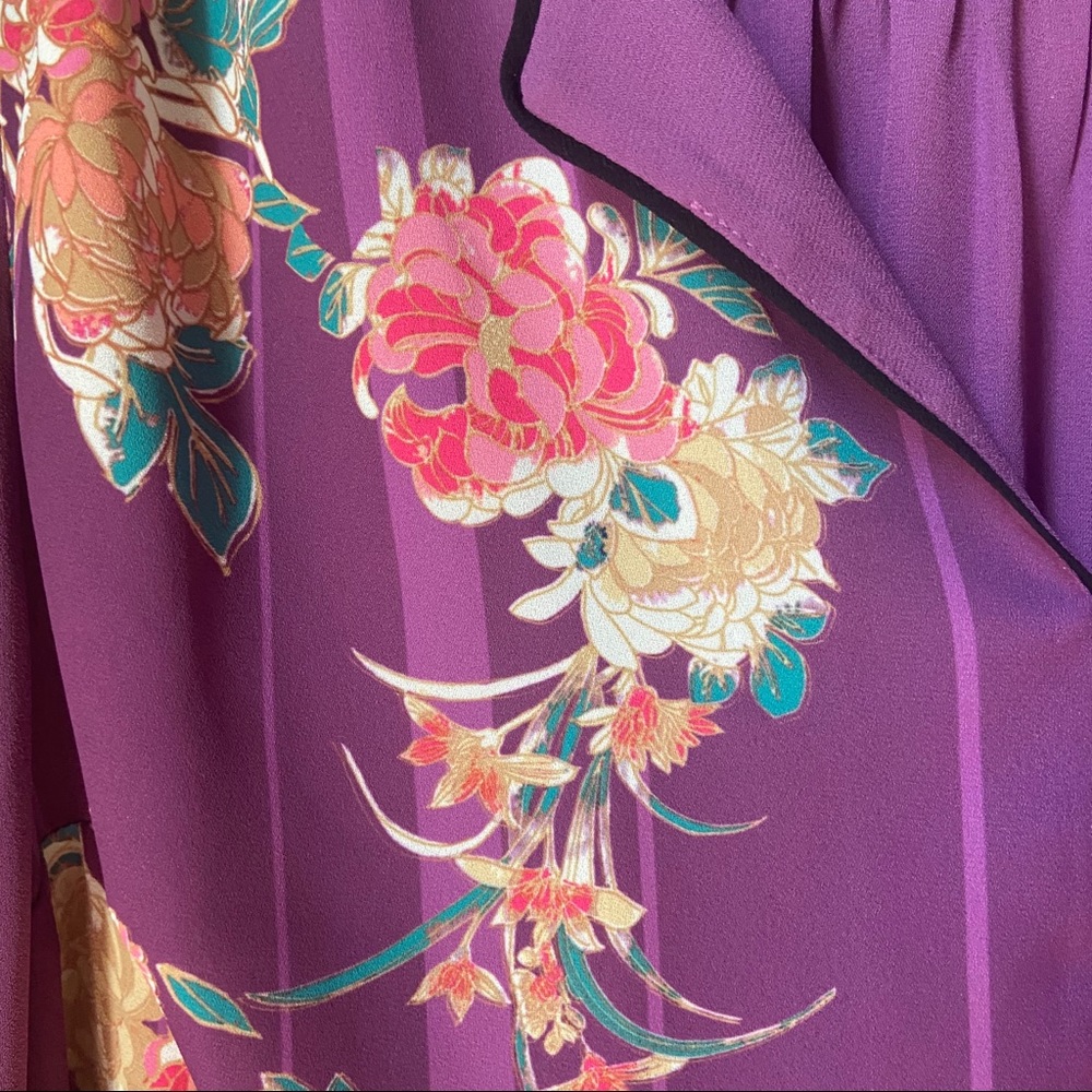 ModCloth Co-Host Long Sleeve Top Purple Floral - Picture 8 of 9